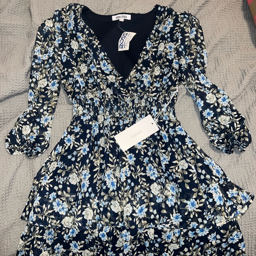 Blue Floral Flowy Dress